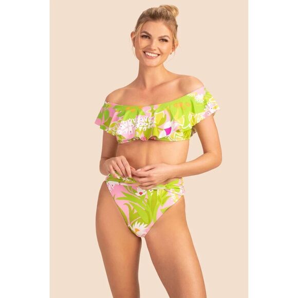 Trina Turk Womens La Palma Off The Shoulder Swim Top Size 8 - Picture 1 of 16